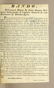Cover of: Bando by Buenos Aires (Argentina : Province). Governor (1820 : Sarratea)