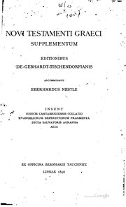 Cover of: Novi testamenti graeci supplementum