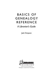 Cover of: Basics of genealogy reference: a librarian's guide