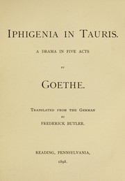 Cover of: Iphigenia in Tauris by Johann Wolfgang von Goethe
