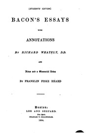 Cover of: Bacon's Essays by Francis Bacon, Richard Whately, Franklin Fiske Heard