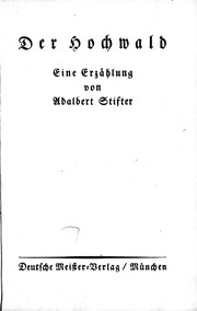 Cover of: Der Hochwald: eine Erzählung