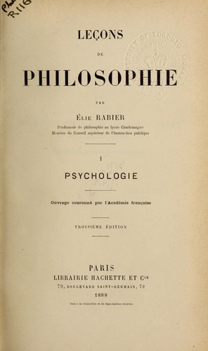 Leçons de philosophie by Jean Élie Rabier