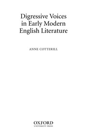 Cover of: DIGRESSIVE VOICES IN EARLY MODERN ENGLISH LITERATURE. by ANNE COTTERILL