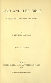 Cover of: God and the Bible by Matthew Arnold