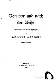 Cover of: Von vor & nach der reise, plaudereinen & kleine geschichten von Theodor Fontane