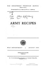 Army recipes by United States Department of War