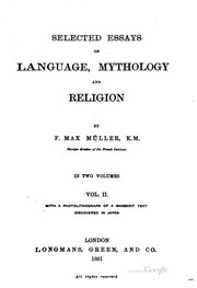 Cover of: Selected essays on language, mythology and religion by F. Max Müller