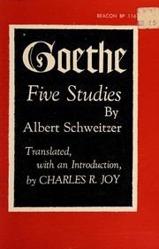 Cover of: Goethe: five studies.