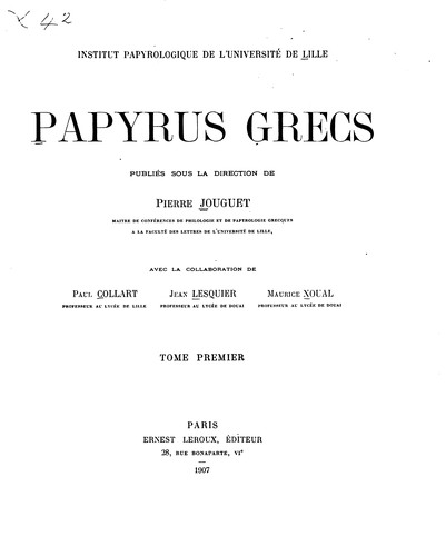 Papyrus grecs by Jouguet, Pierre