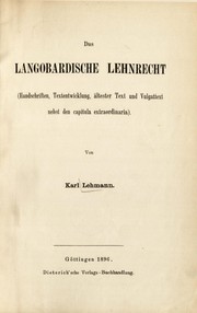 Cover of: Das Langobardische Lehnrecht by Karl Lehmann
