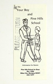 Cover of: Your boy and Pine Hills School: information for parents
