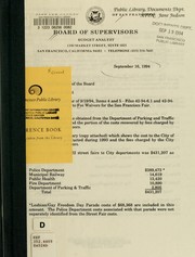 Cover of: Board calendar of 9/19/94, items 4 and 5 by San Francisco (Calif.). Board of Supervisors. Budget Analyst.
