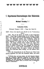 Cover of: Experimental-Untersuchungen über Elektricität: (aus den Philosoph. Transact. f. 1840). XVI und XVII. Reihe