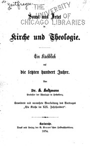 Cover of: Sonst und Jetzt in Kirche und Theologie by Heinrich Holtzmann