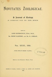 Cover of: Novitates zoologicae: a journal of zoology in connection with the Tring Museum
