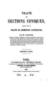 Cover of: Traité des sections coniques, faisant suite au Traité de géométrie supérieure