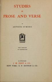 Cover of: Studies in prose and verse