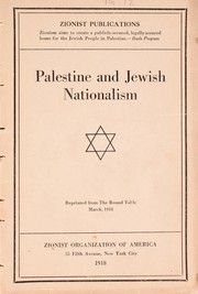 Cover of: Palestine and Jewish nationalism. by Zionist Organization of America.