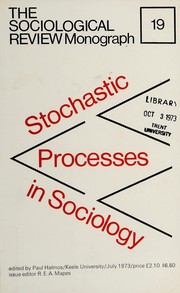 Cover of: Stochastic processes in sociology by issue editor R. E. A. Mapes.