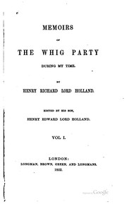 Cover of: Memoirs of the Whig party during my time