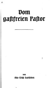 Cover of: Vom gastfreien Pastor by Otto Erich Hartleben