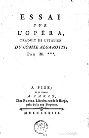 Cover of: Essai sur l'opéra