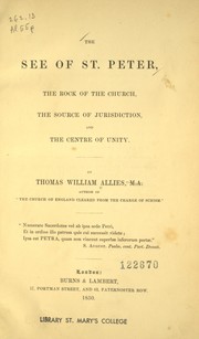 Cover of: The see of St. Peter by T. W. Allies
