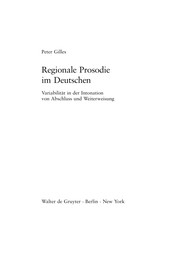Cover of: Regionale Prosodie im Deutschen: Variabilit at in der Intonation von Abschluss und Weiterverweisung, + 1 CD-ROM by Peter Gilles