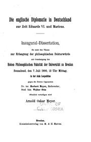 Cover of: Die englische Diplomatie in Deutschland zur zeit Eduards VI. und Mariens ...