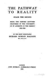 Cover of: The Pathway to Reality: Being the Gifford Lectures Delivered in the ... by Richard Burdon Viscount Haldane of Cloan