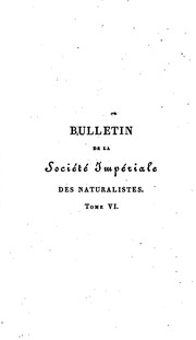 Cover of: Bulletin de la Societe Imperiale des Naturalistes de Moscou by Gotthelf Fischer von Waldheim