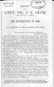 Cover of: Report of Lieut. Col. C.F. Smith, 10th Infantry U.S. Army, of his expedition in 1856 to Lake Miniwaken and the Red River of the North