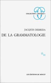 Cover of: De La Grammatologie by Jacques Derrida