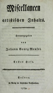 Cover of: Miscellaneen artistischen Inhalts