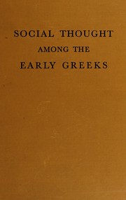 Cover of: Social thought among the early Greeks
