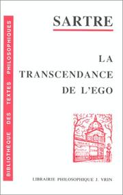 Cover of: La Transcendance de l'égo by Jean-Paul Sartre, Sylvie Le Bon de Beauvoir