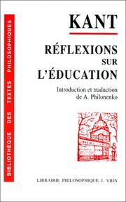 Cover of: Réflexions sur l'éducation by Immanuel Kant, Immanuel Kant