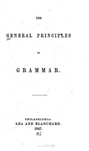 Cover of: The general principles of grammar.