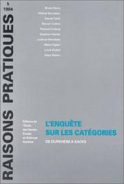 Cover of: L' Enquête sur les catégories: de Durkheim à Sacks