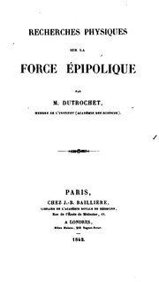 Cover of: Recherches physiques sur la force épipolique