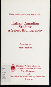 Cover of: Italian-Canadian studies: a select bibliography