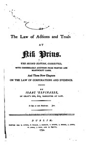 Cover of: A Digest of the Law of Actions and Trials at Nisi Prius by Isaac 'Espinasse