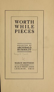 Cover of: Worth while pieces