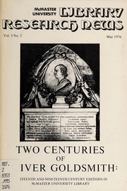 Cover of: Two centuries of Oliver Goldsmith: eighteenth and nineteenth century editions in McMaster University Library