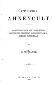 Cover of: Altindischer ahnencult by Caland, W.