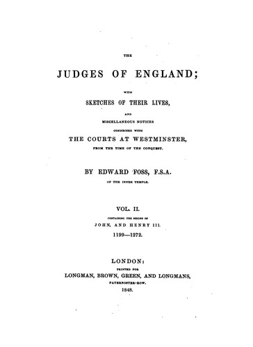 The judges of England by Edward Foss
