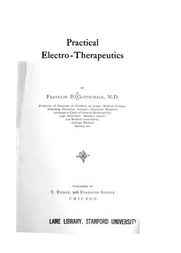 Practical electro-therapeutics by Franklin Benjamin Gottschalk