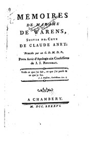 Cover of: Mémoires de Madame de Warens, suivis de ceux de Claude Anet