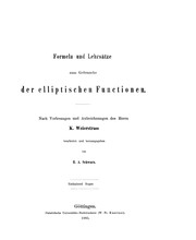 Cover of: Formeln und Lehrsätze zum Gebrauche der elliptischen Functionen